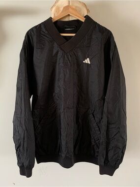 Vintage Adidas Men's Black Windbreaker Pullover Jacket